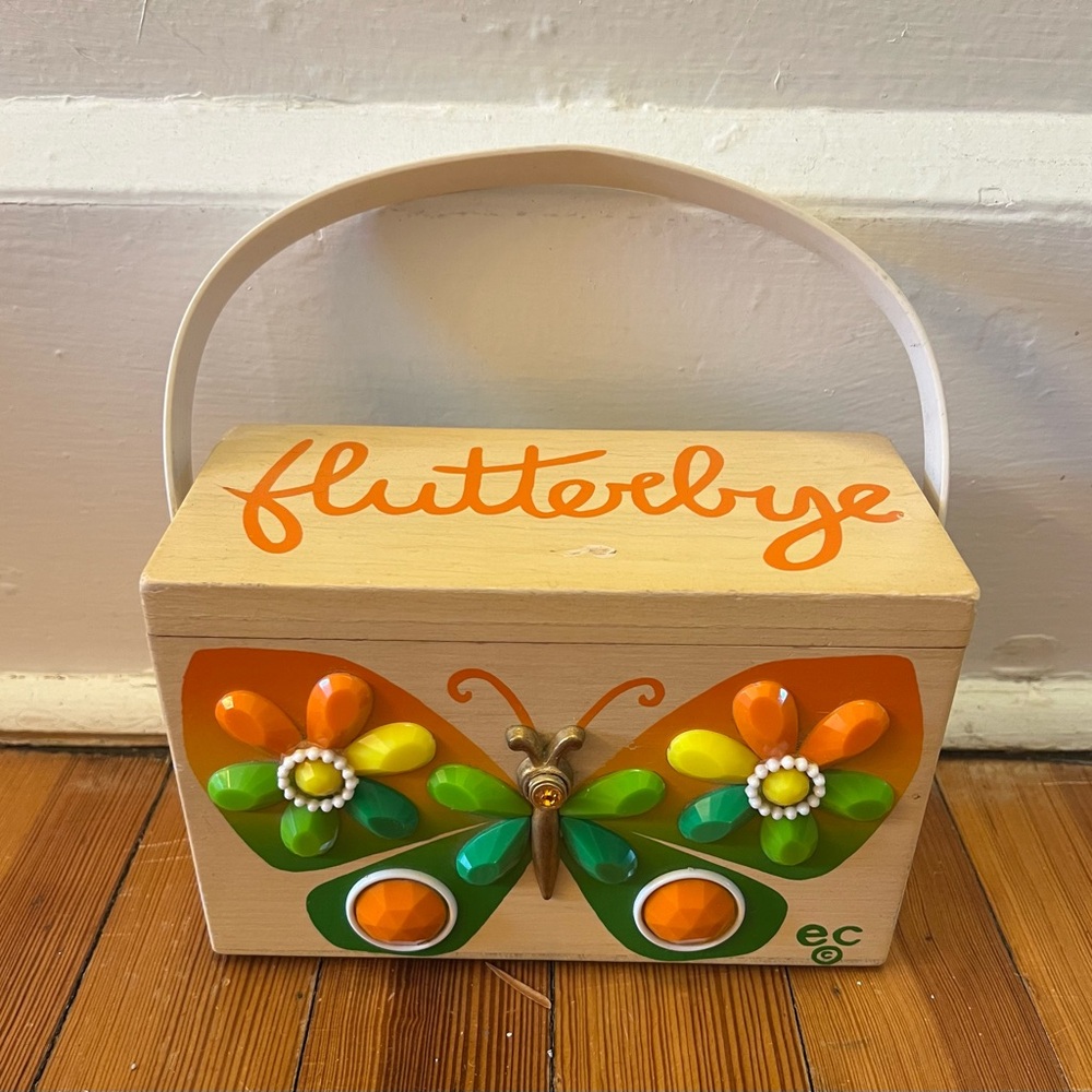 Flutterbye Wooden Handbag with Butterfly Design